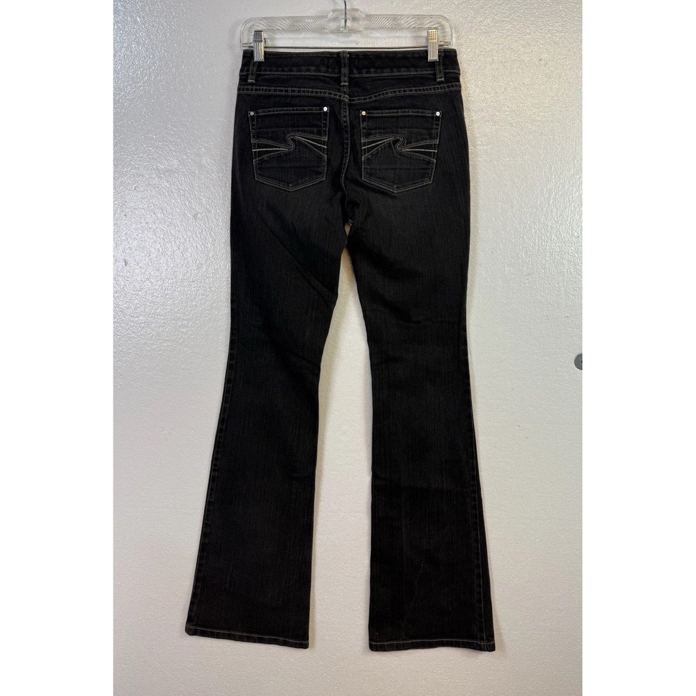 White House Black Market Womens Blanc Skinny Flare Jeans Sz 2L Black Stretch - Picture 3 of 8